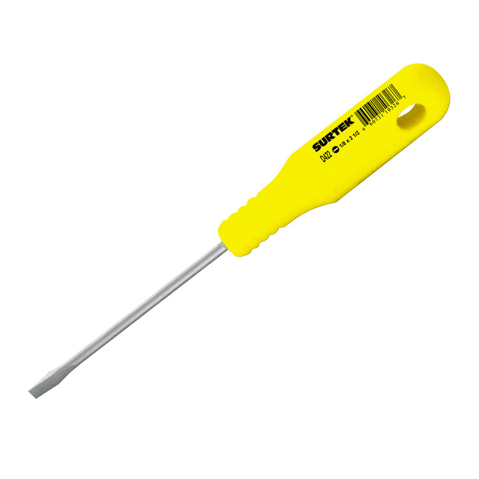 DESTORNILLADOR CON MANGO AMARILLO, MINI PUNTA PLANA BARRA REDONDA 1/8" X 2-1/2" SKU D4220