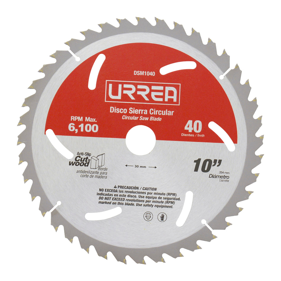 DISCO PARA SIERRA CIRCULAR PARA CORTE DE MADERA 40 DIENTES 10 SKU DSM1040