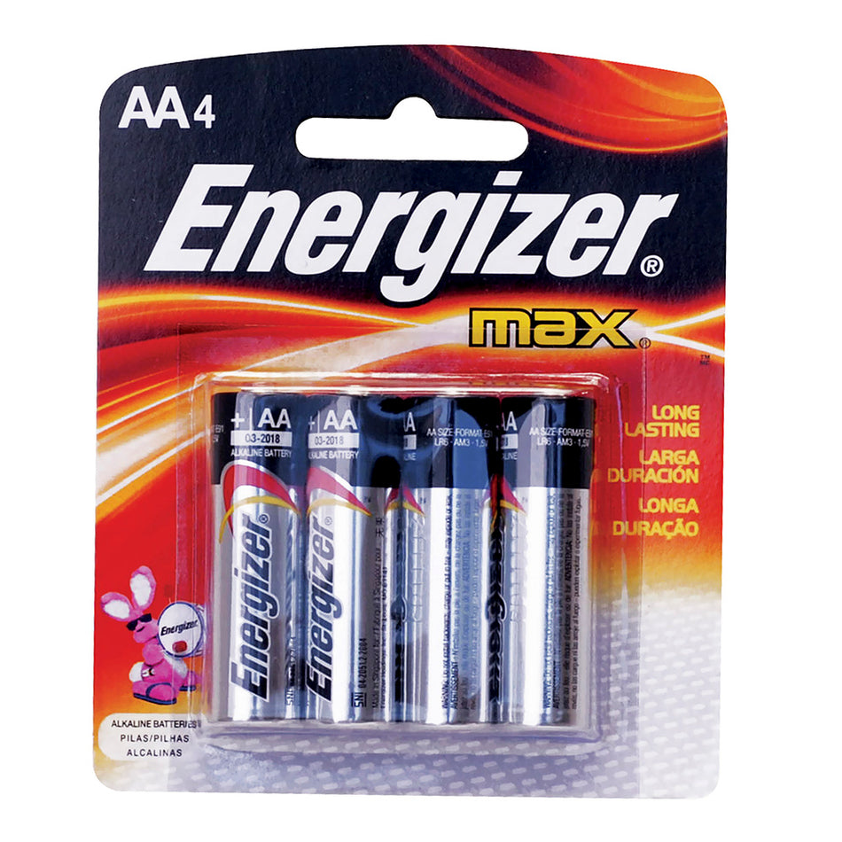 PILA ALCALINA ENERGIZER® "AA",  4 PIEZAS SKU E91BP-40