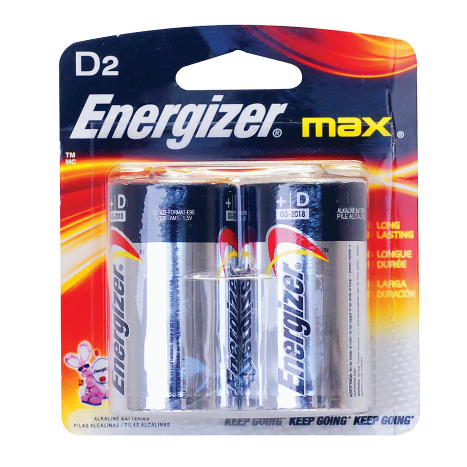 PILA ALCALINA ENERGIZER® "D", 2 PIEZAS SKU E95BP-20