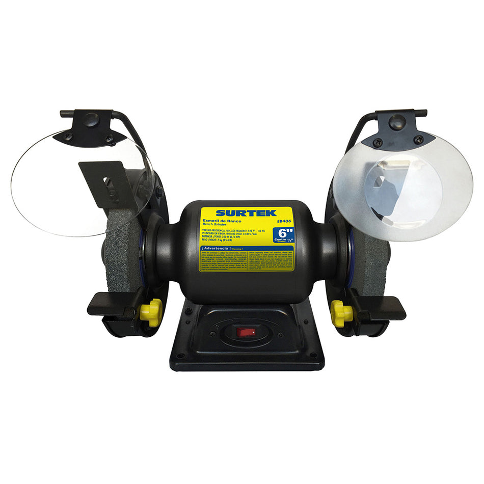 ESMERIL DE BANCO MOTOR SILENCIOSO DE INDUCCION 6" 1/3 HP 250 W 120 V, 3450 RPM SKU EB4060