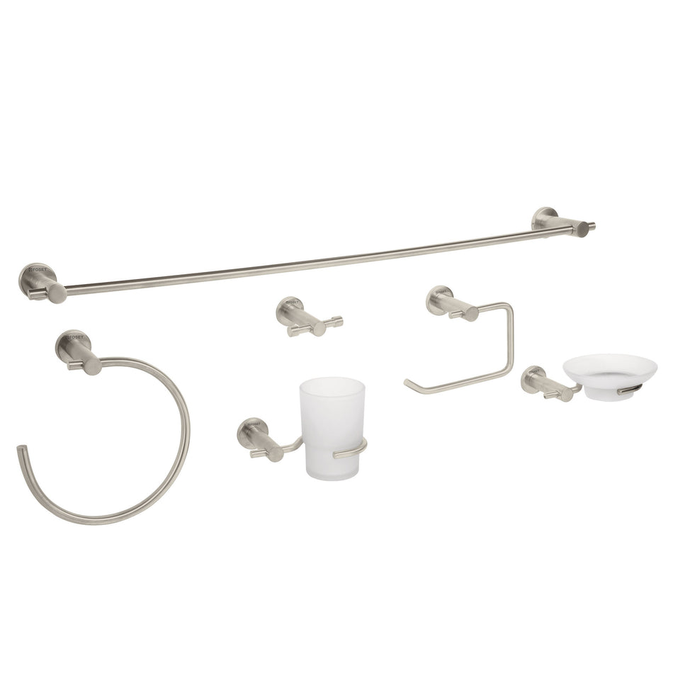 Juego de 6 accesorios para baño acabado satín, Foset Element SKU ELA-7000N