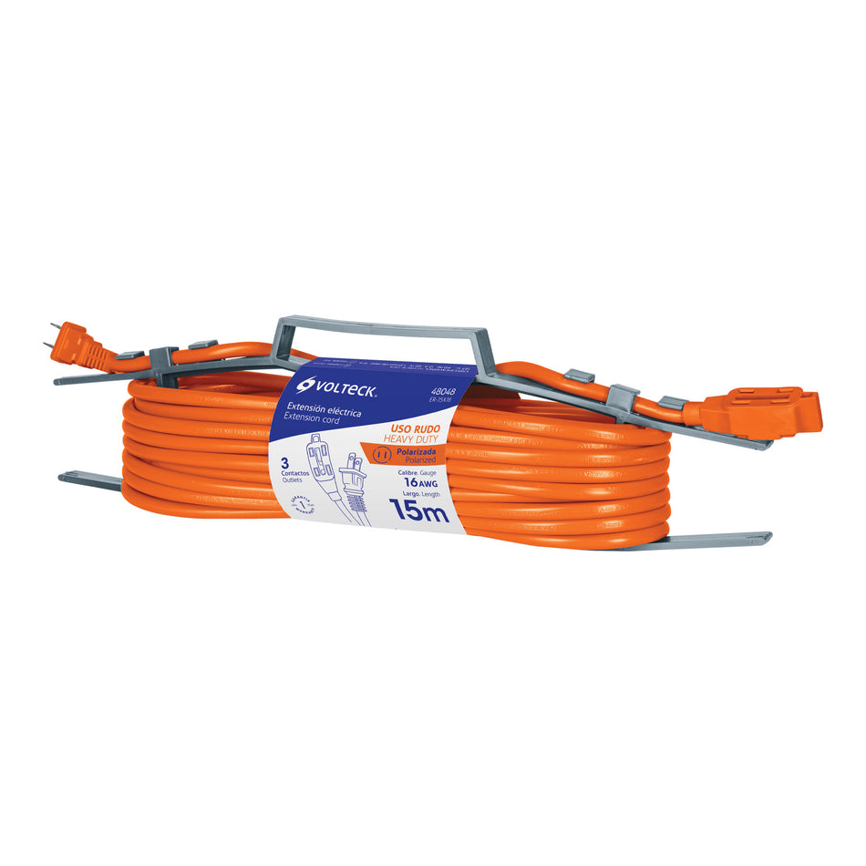 Extensión eléctrica de uso rudo 12 m 2x16 AWG, Volteck SKU ER-12X160