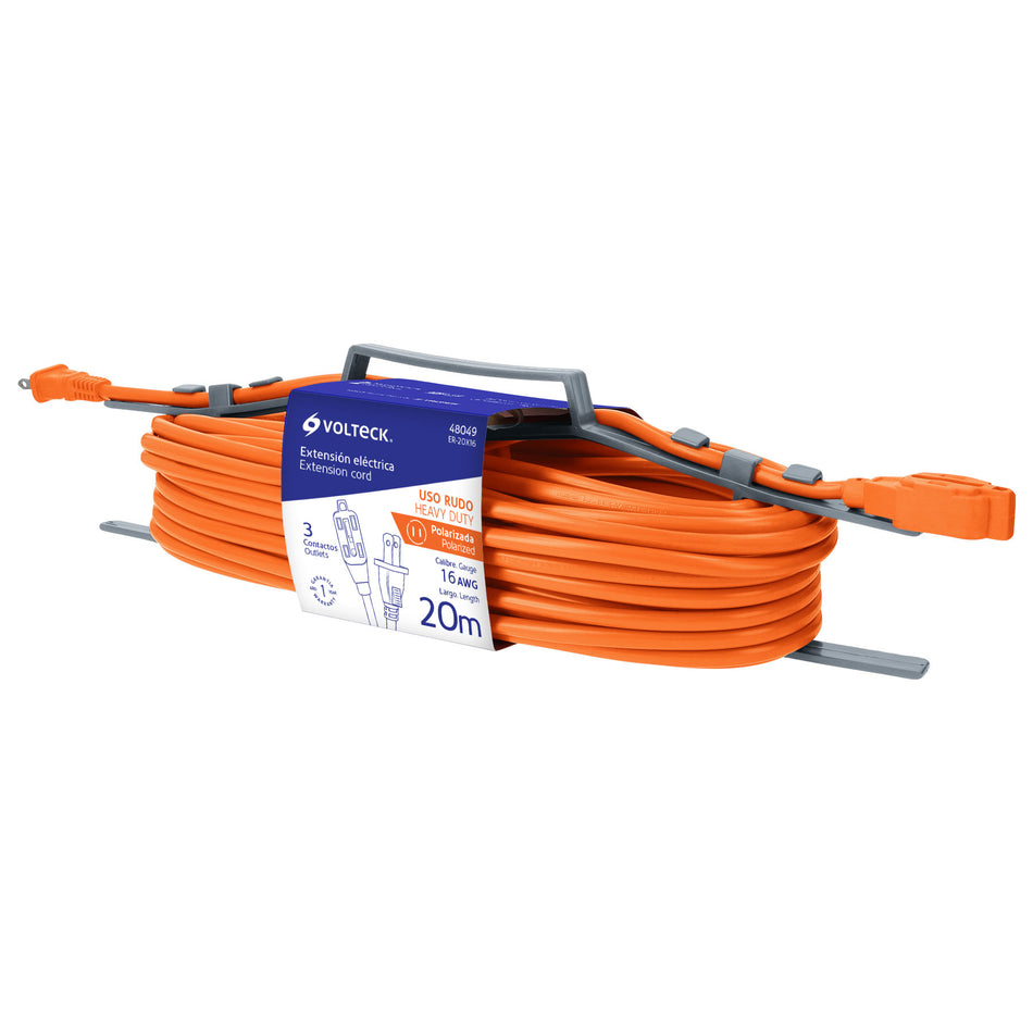 Extensión eléctrica de uso rudo 20 m 2x16 AWG, Volteck SKU ER-20X160