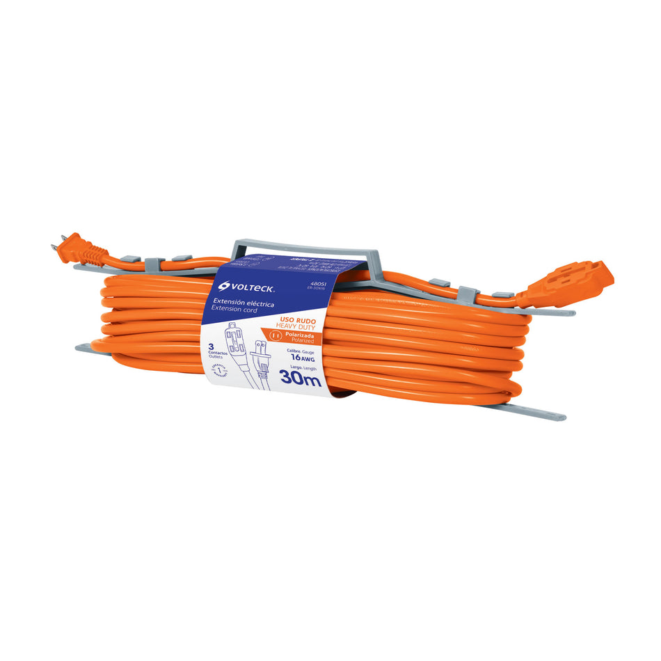 Extensión eléctrica de uso rudo 30 m 2x16 AWG, Volteck SKU ER-30X160