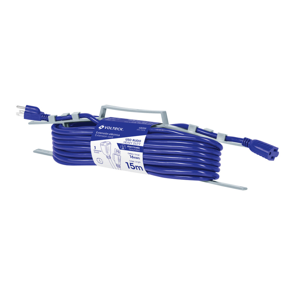 Extensión de uso rudo aterrizada 15 m 3x16 AWG, Volteck SKU ERA-15X160