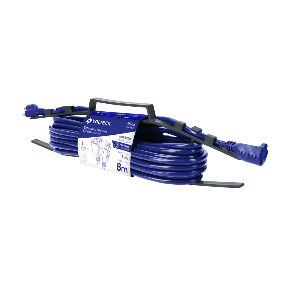 Extensión de uso rudo aterrizada 8 m 3x16 AWG, Volteck SKU ERA-8X160