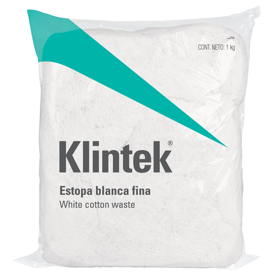 Bolsa de 1 kg de estopa color blanca, Klintek  ESTO-1B SKU ESTO-1B