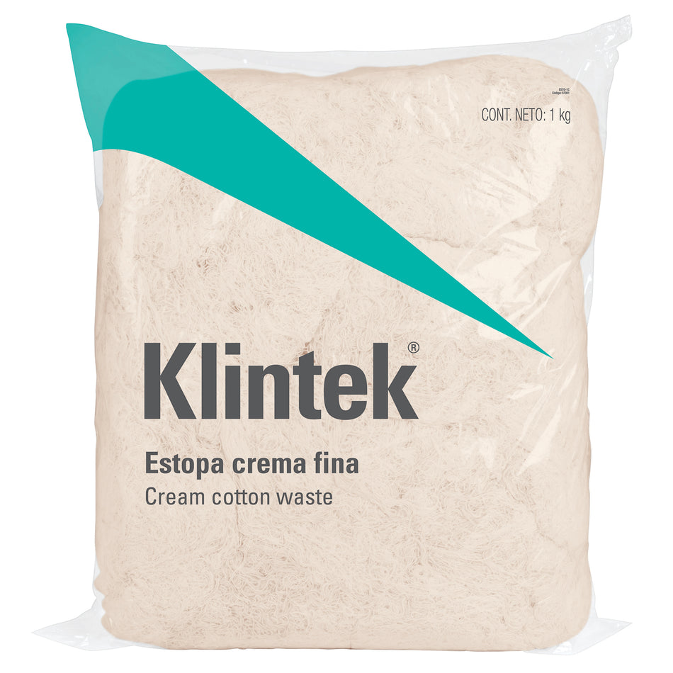 Bolsa de 1 kg de estopa color crema, Klintek  ESTO-1C SKU ESTO-1C