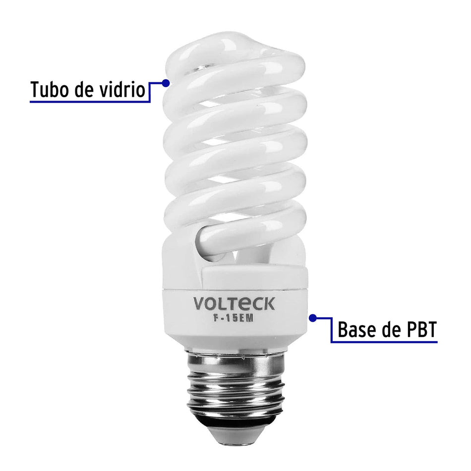 Pack de 4 lámparas espiral mini T2 15 W luz de día, en caja SKU F-15EMX40