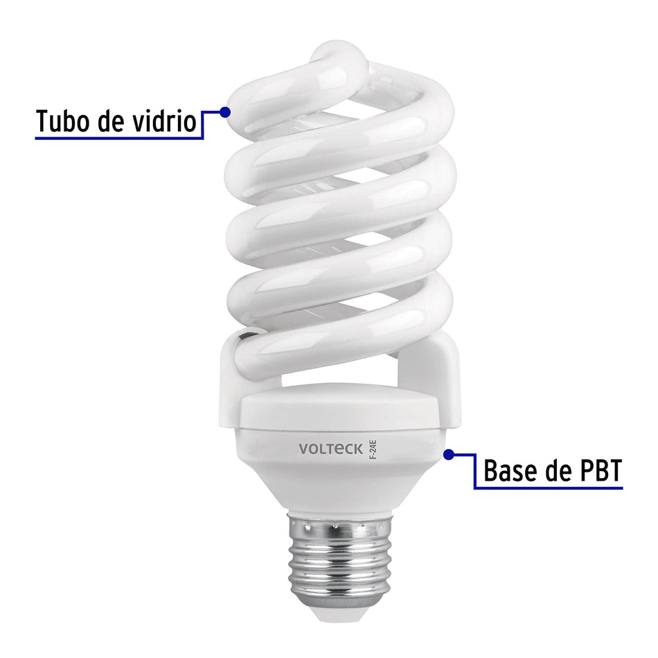 Pack 2 lámparas espiral T4 24 W luz de día, blíster, Volteck SKU F-24EX20