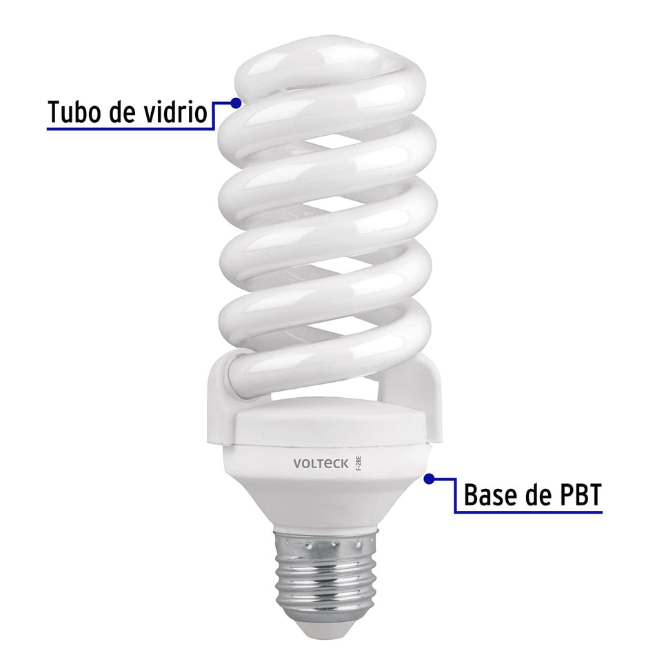 Pack 2 lámparas espiral T4 28 W luz de día, blíster, Volteck SKU F-28EX20