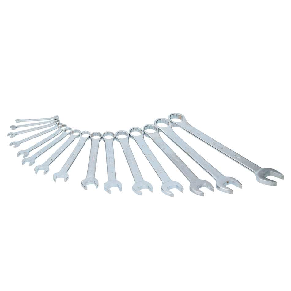 JUEGO DE LLAVES COMBINADAS SATINADAS EN PULGADAS, 12 PUNTAS, 15 PIEZAS EN RACK SKU F10S0