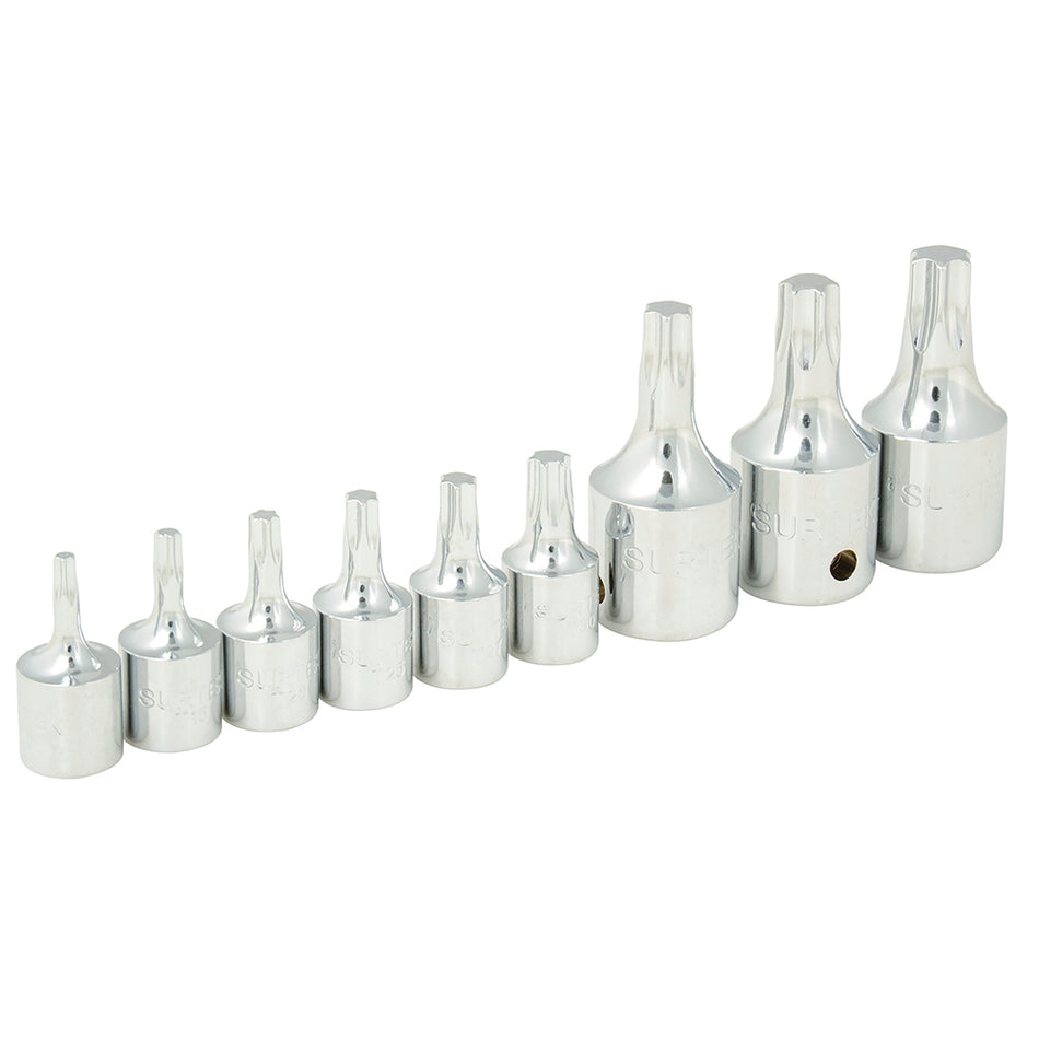 JUEGO DE DADOS CON PUNTA TORX CUADRO DE 1/4" Y 3/8", 9 PIEZAS SKU F4451T0