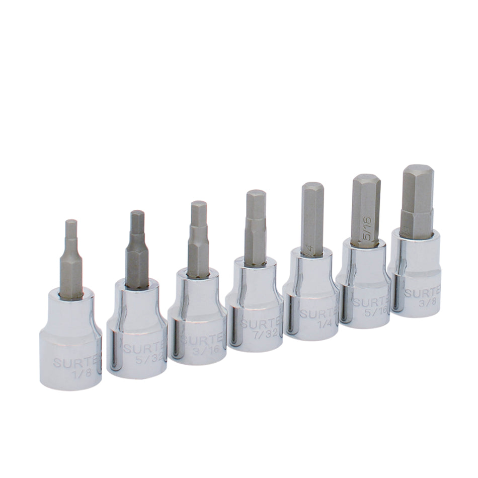 JUEGO DE DADOS PUNTA HEXAGONAL CUADRO DE 3/8", EN PULGADAS, 7 PIEZAS SKU F51H000