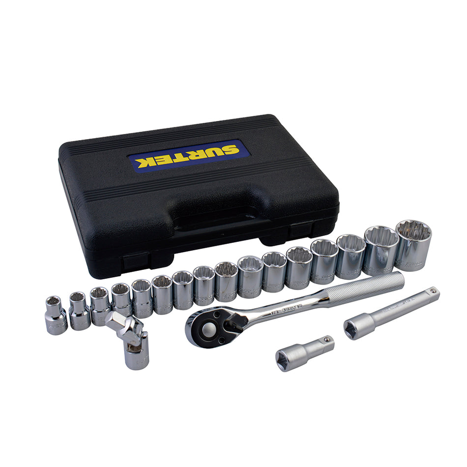 JUEGO DE DADOS Y ACCESORIOS CUADRO DE 1/2" EN PULGADAS, 20 PIEZAS SKU F5800B0