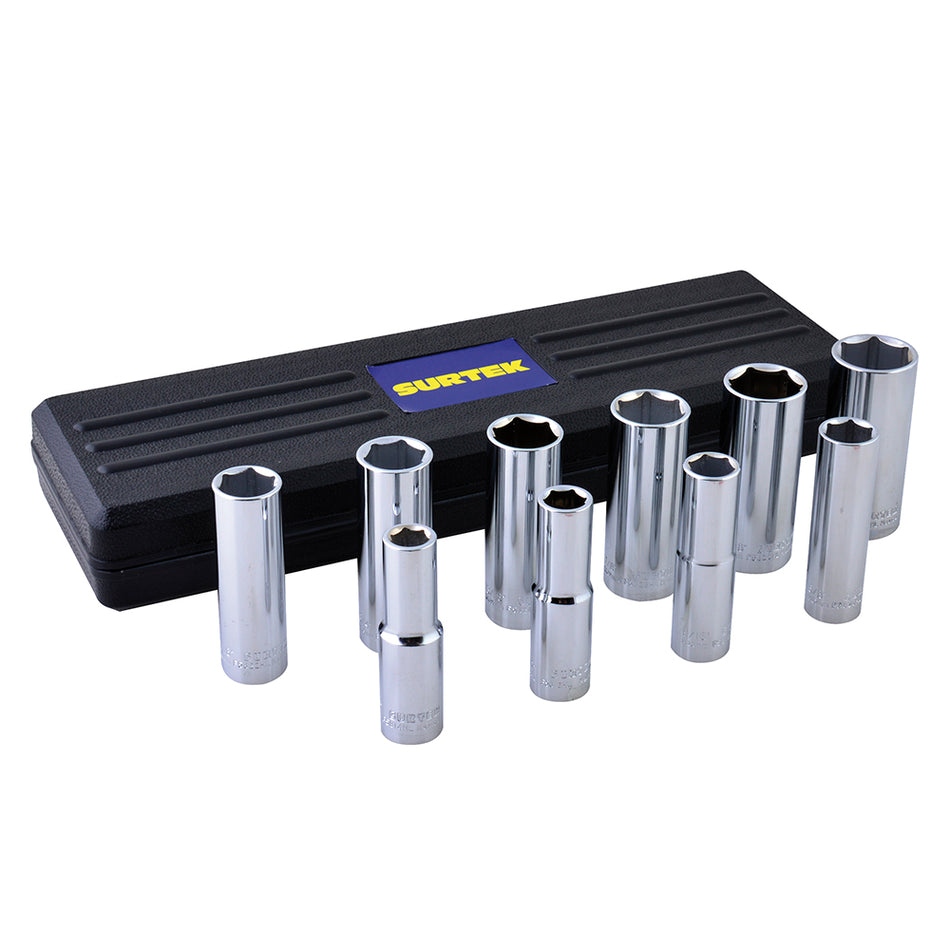 JUEGO DE DADOS LARGOS CUADRO DE 1/2" 6 PUNTAS, EN PULGADAS, 10 PIEZAS SKU F5800HL0