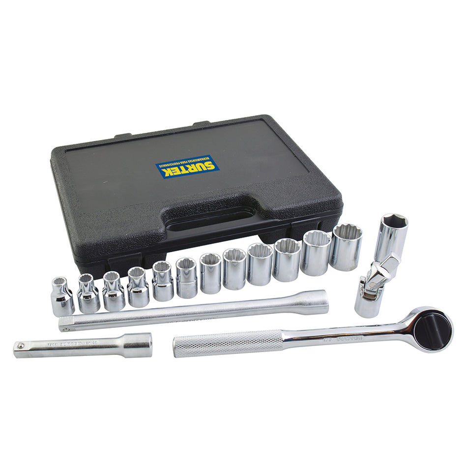 JUEGO DE DADOS Y ACCESORIOS CUADRO DE 1/2" METRICO, 17 PIEZAS SKU F5800M0