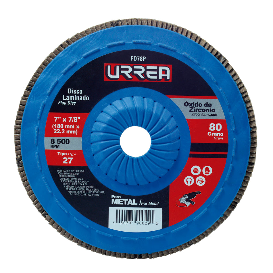 DISCO LAMINADO TIPO 27 GRANO 80 CON RESPALDO PLASTICO 7 SKU FD78P