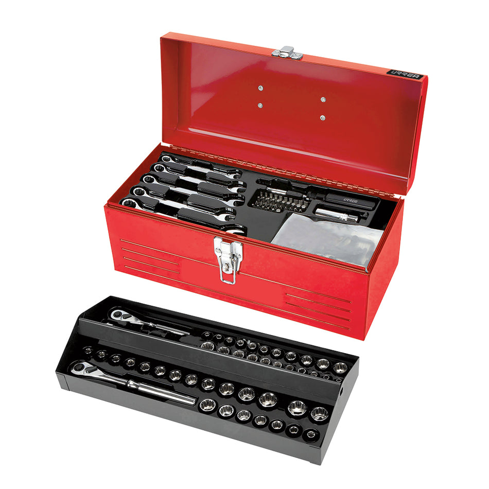 JUEGO COMBINADO DE HERRAMIENTA EN CAJA METALICA 130 PIEZAS SKU JCM02