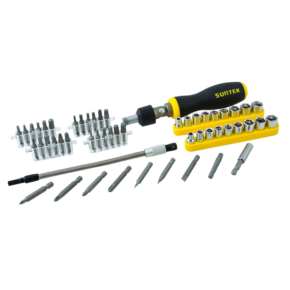 JUEGO DE PUNTAS Y ACCESORIOS HEXAGONO DE 1/4", 53 PIEZAS EN CAJA PLASTICA SKU JDAP530