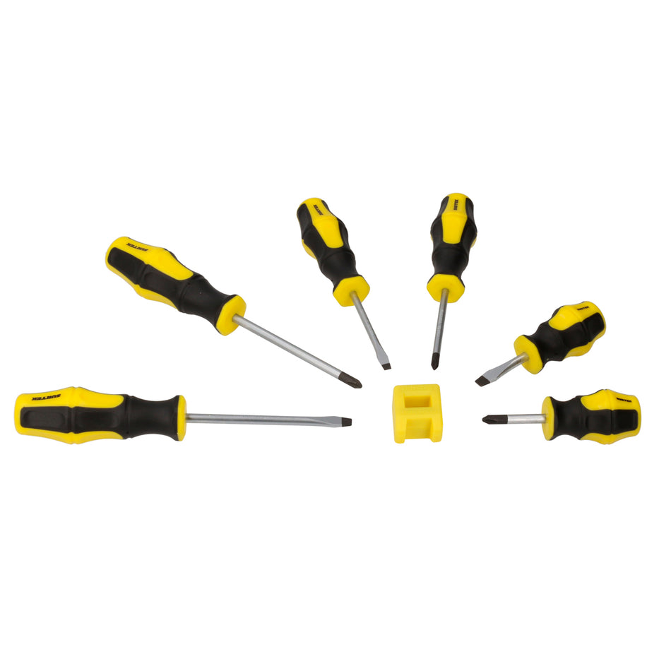 JUEGO DE DESTORNILLADORES CON MANGO BIMATERIAL COMBINADOS, 7 PIEZAS  EN BLISTER SKU JDB70