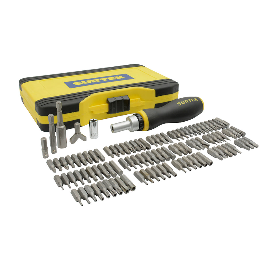 JUEGO DE PUNTAS Y ACCESORIOS HEXAGONO DE 1/4", 101 PIEZAS EN CAJA PLASTICA SKU JDP1010
