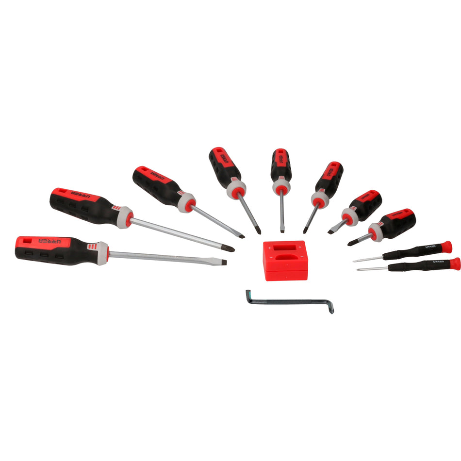 JUEGO DE DESTORNILLADORES CON MANGO TRIMATERIAL Y ACCESORIOS 12 PIEZAS SKU JDT12
