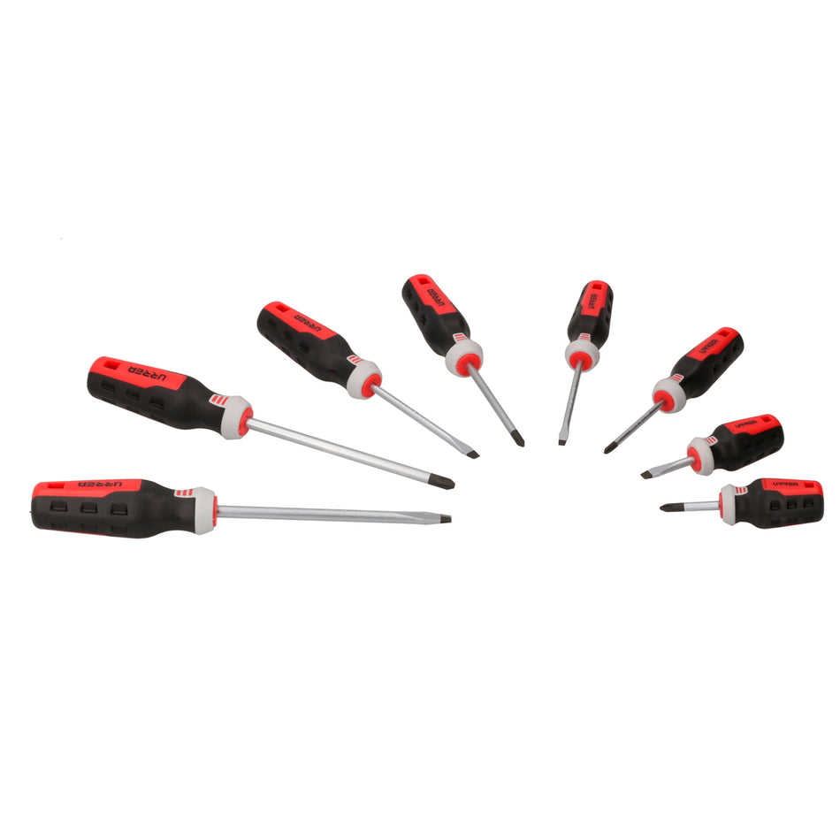 JUEGO DE DESTORNILLADORES CON MANGO TRIMATERIAL COMBINADOS 8 PIEZAS SKU JDT8
