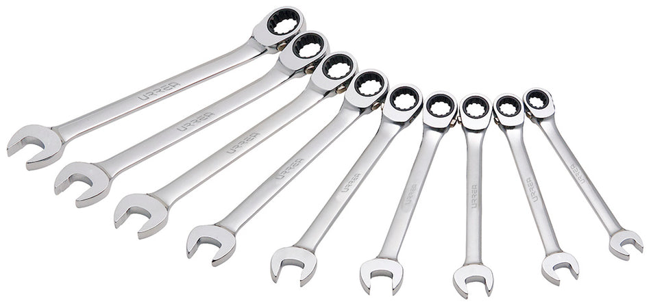 JUEGO DE LLAVES COMBINADAS PULIDO ESPEJO DE MATRACA SPLINE REV EN PULGADAS 9 PIEZAS SKU JLMC9R