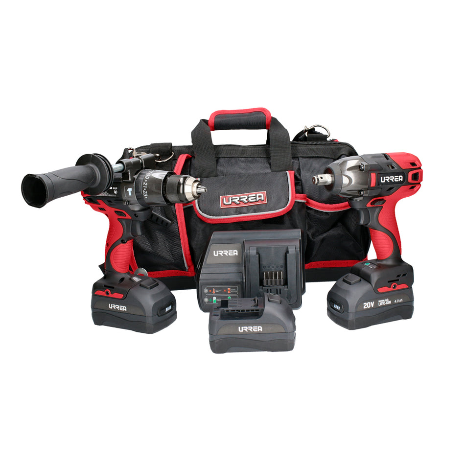JUEGO DE ROTOMARTILLO Y PISTOLA DE IMPACTO A BATERIA LITIO ION 20 V 3 PIEZAS SKU JPI02