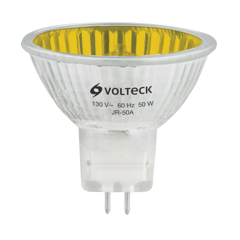 Lámpara de halógeno amarillo 50 W tipo MR16 en caja, Volteck SKU JR-50A0