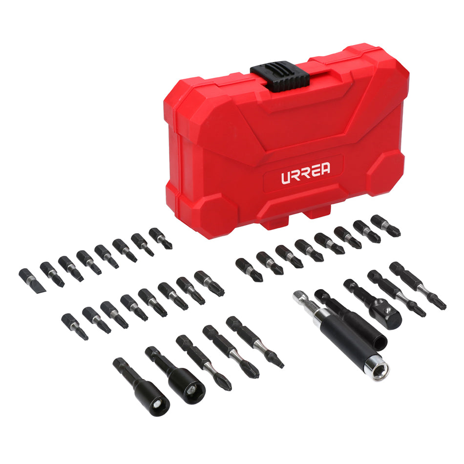 JUEGO DE PUNTAS Y ACCESORIOS CON SISTEMA DE AMORTIGUACION DE IMPACTO 34 PIEZAS SKU JUP34