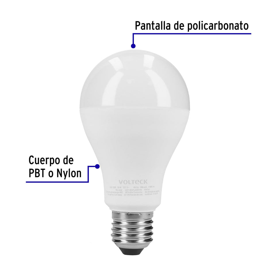 Pack de 4 lámparas LED A19 18 W (equiv. 125 W), luz de día SKU LED-125FX40