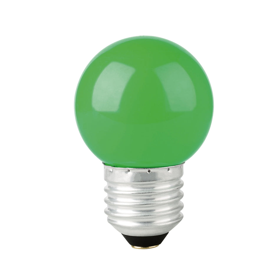 Lámpara LED tipo bulbo G45 1 W color verde, caja, Volteck SKU LED-1VE0