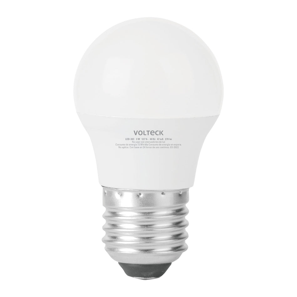 Lámpara LED A19 3 W (equiv. 25 W) luz cálida blíster Volteck SKU LED-30C0