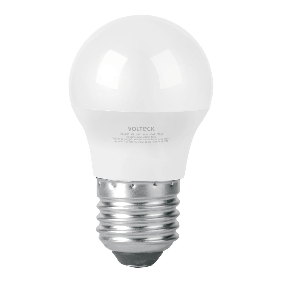 Lámpara LED G45 3 W (equiv. 25 W) luz cálida blíster Volteck SKU LED-30GC0