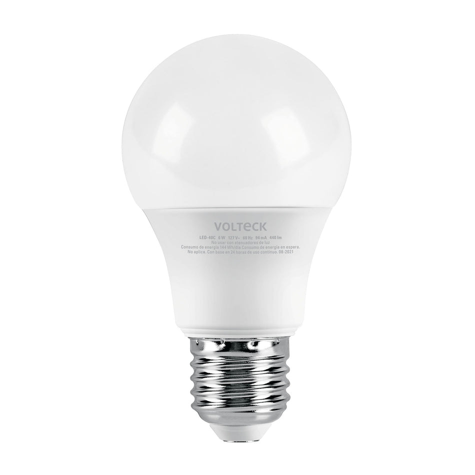 Lámpara LED A19 6 W (equiv. 40 W) luz cálida blíster Volteck SKU LED-40C0