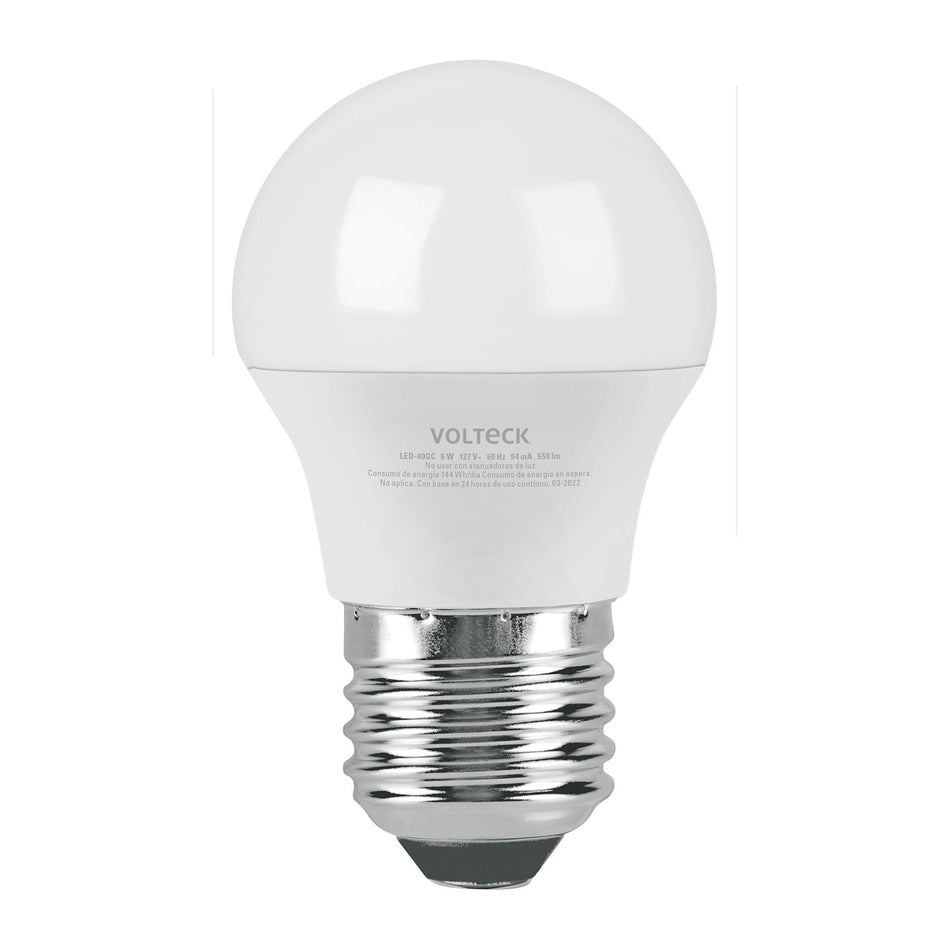 Lámpara LED G45 6 W (equiv. 40 W) luz cálida blíster Volteck SKU LED-40GC0