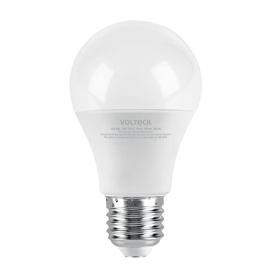 Lámpara LED A19 9 W (equiv. 60 W) luz cálida blíster Volteck SKU LED-60C0