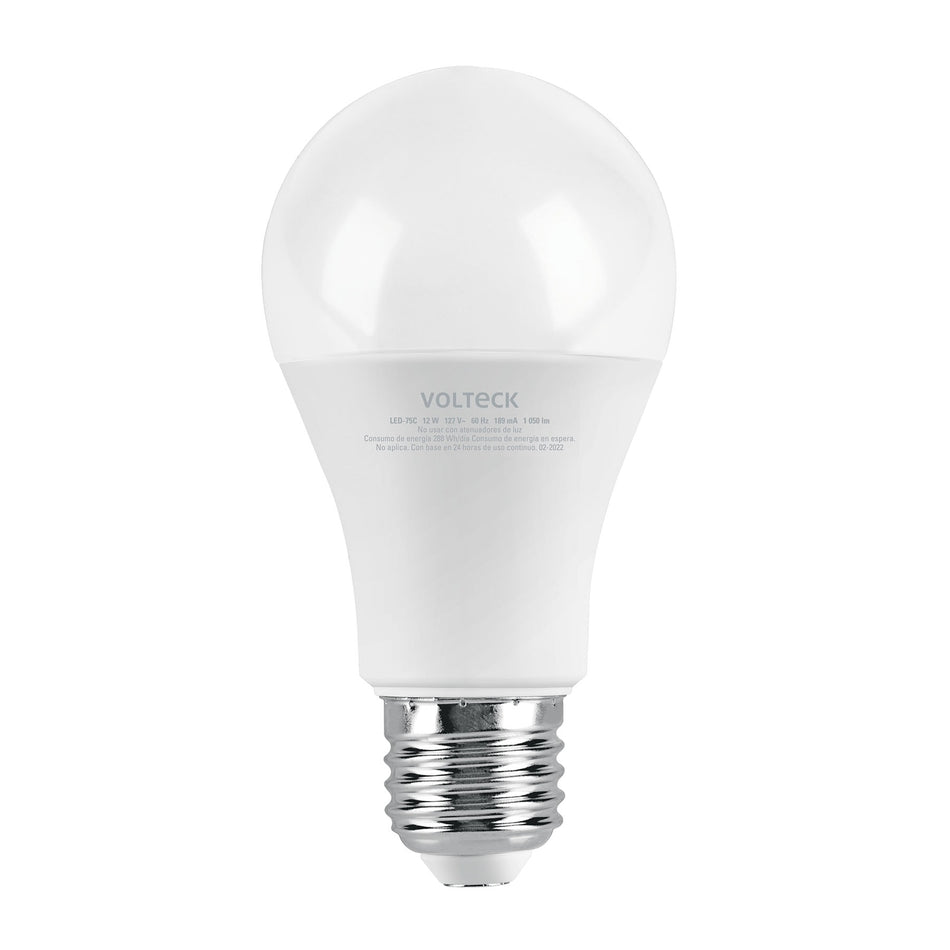 Lámpara LED A19 12 W (equiv. 75W) luz cálida blíster Volteck SKU LED-75C0