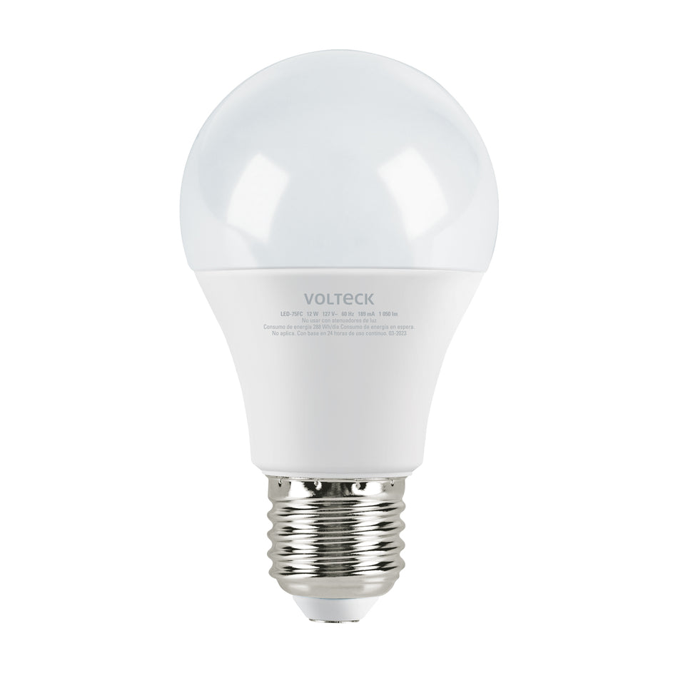 Lámpara LED A19 12 W (equiv. 75 W), luz de día, caja Volteck SKU LED-75FC0