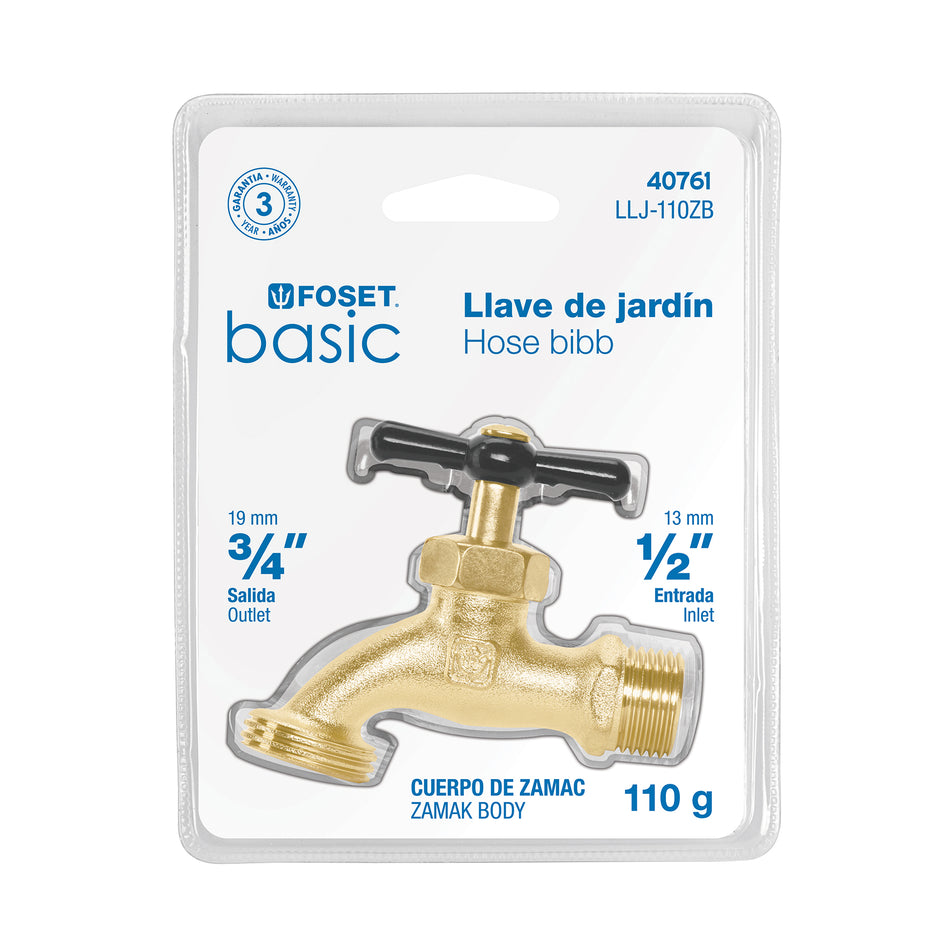 Llave de zamac p/manguera 100 gr, 1/2', blister, Foset Basic SKU LLJ-110ZB