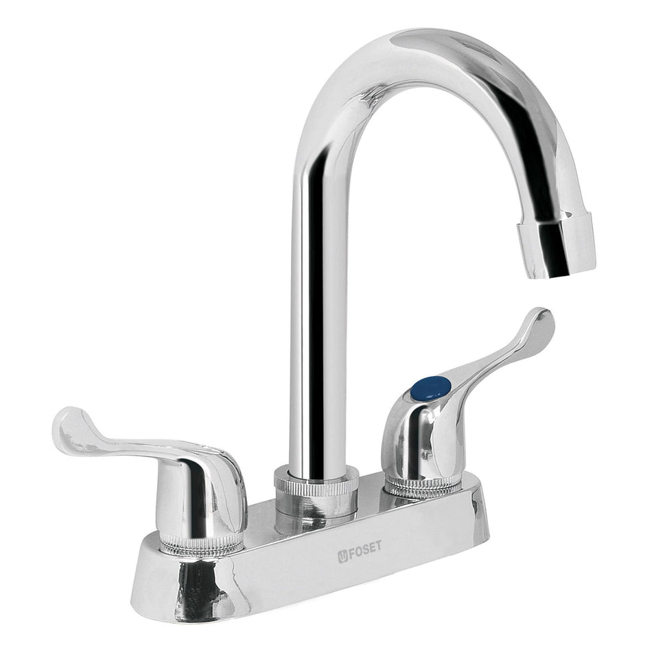 Mezcladora 4' para lavabo, cuello bar, manerales palanca SKU M-060P