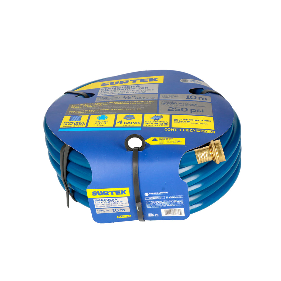 MANGUERA PARA JARDAN CONTRACTOR CON CONECTOR METALICO 1/2", 20 M SKU M12C200