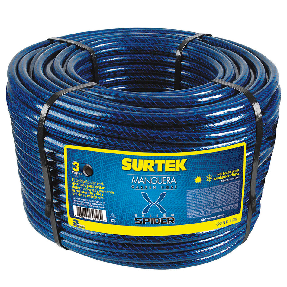 MANGUERA PARA JARDAN TEJIDO SPIDER EN ROLLO 3/4", 100 M SKU M34S1000