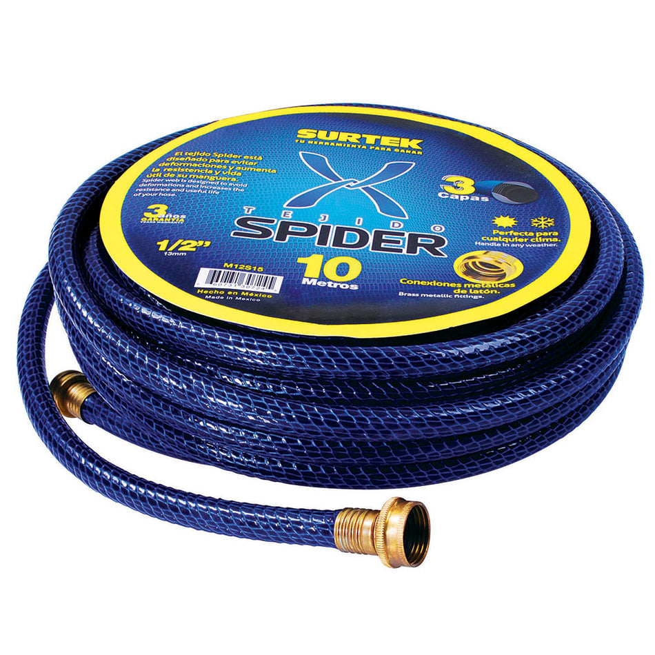 MANGUERA PARA JARDAN TEJIDO SPIDER CON CONECTOR METALICO 3/4", 25 M SKU M34S250