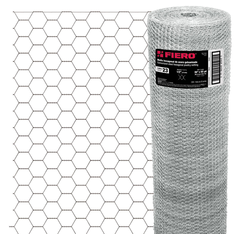 Rollo de malla hexagonal 45mx0.9m calibre 23 abertura 13mm SKU MAHE-1309