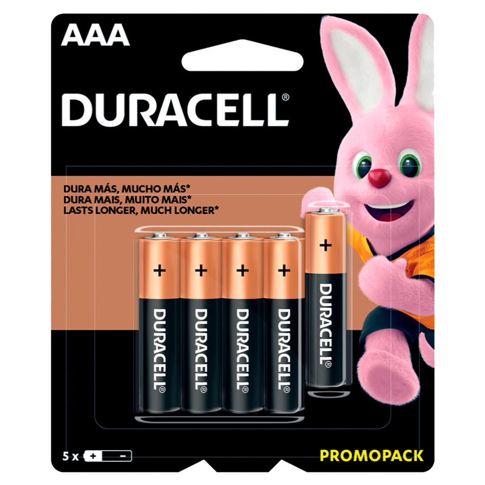 PILA ALCALINA DURACELL® "AAA", 5 PIEZAS SKU MN2400X50