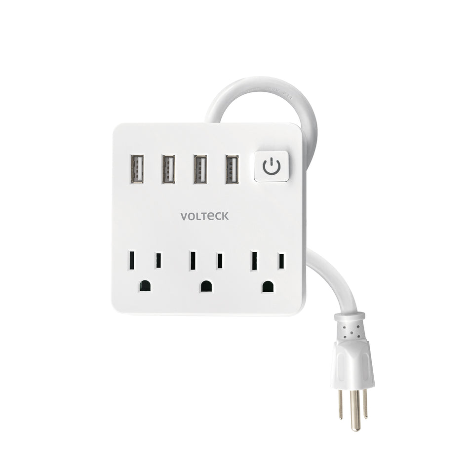 Multicontacto 16 AWG doméstico 3 entradas 4 ptos USB, blanco SKU MUL-3U0